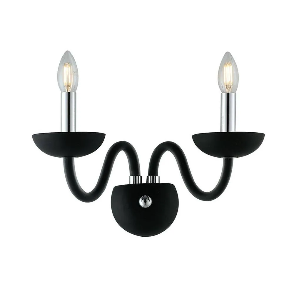 Netlighting ALFIERE Twin 2 Light Candle Wall Light Black 37x26x23cm