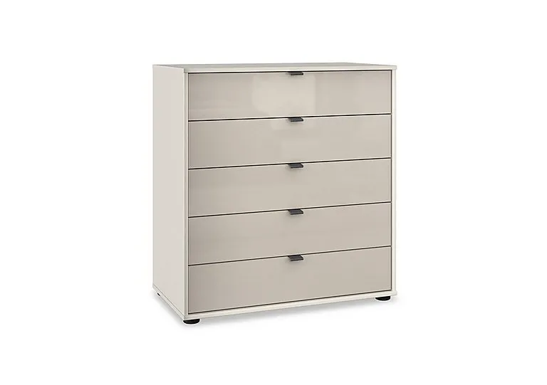 Amara 5 Drawer 80cm Glass Chest - Champagne