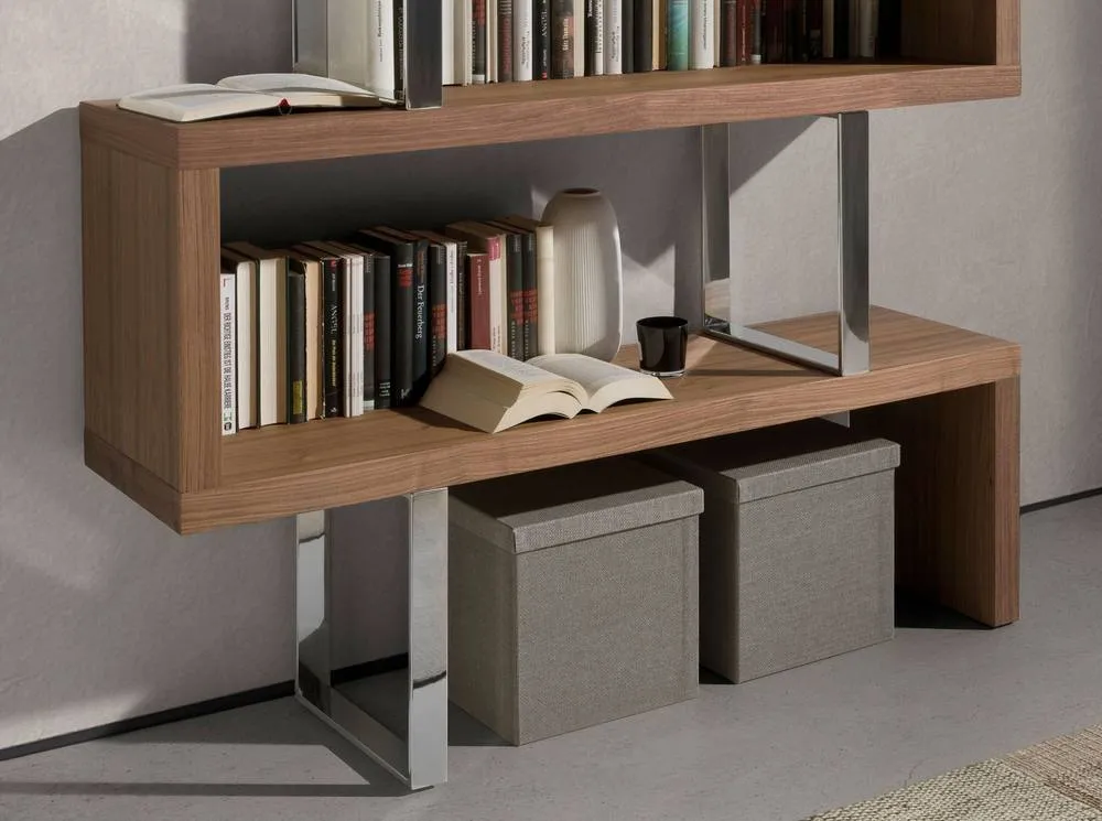Angel Cerda Walnut & Steel Shelving, 130x35x170 cm in Brown 5