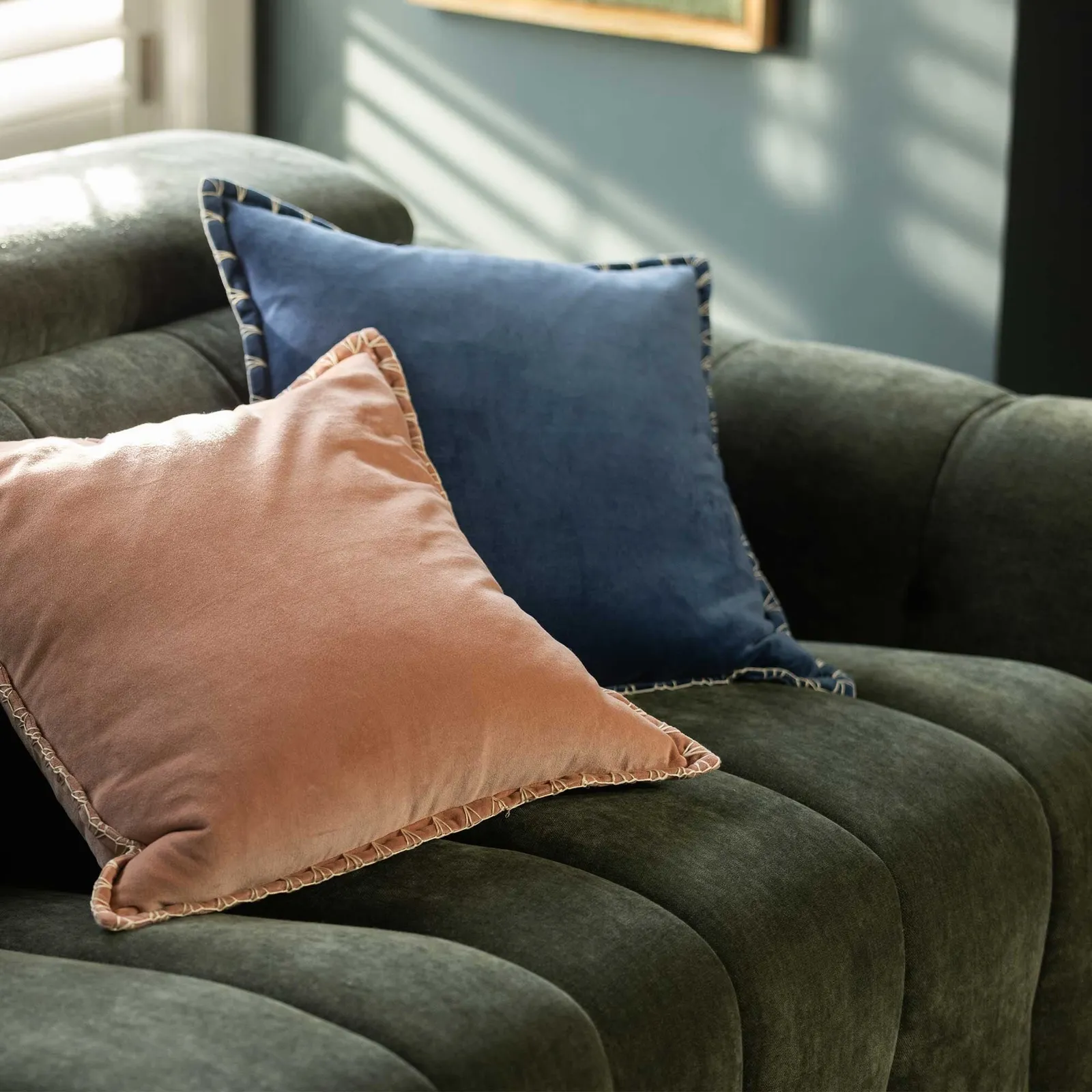 Montgomery 2.5 Power Seater & Headrest Recliner Sofa, Green Fabric | Barker & Stonehouse 6