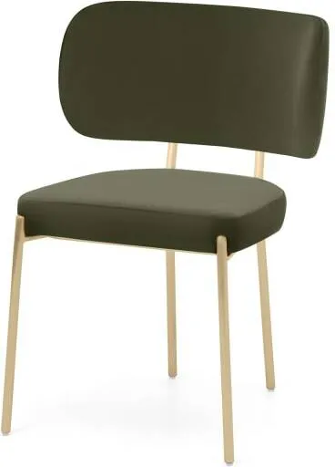 Asare Dining Chair, Sycamore Green Velvet & Brass Leg
