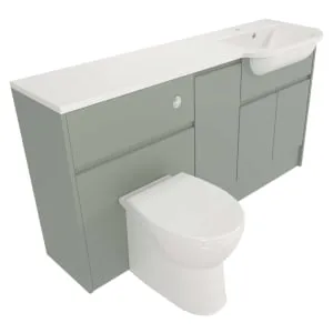 Deccado Clifton Willow Green Fitted Vanity & Toilet Pan Unit Combination with RH Basin - 1500mm