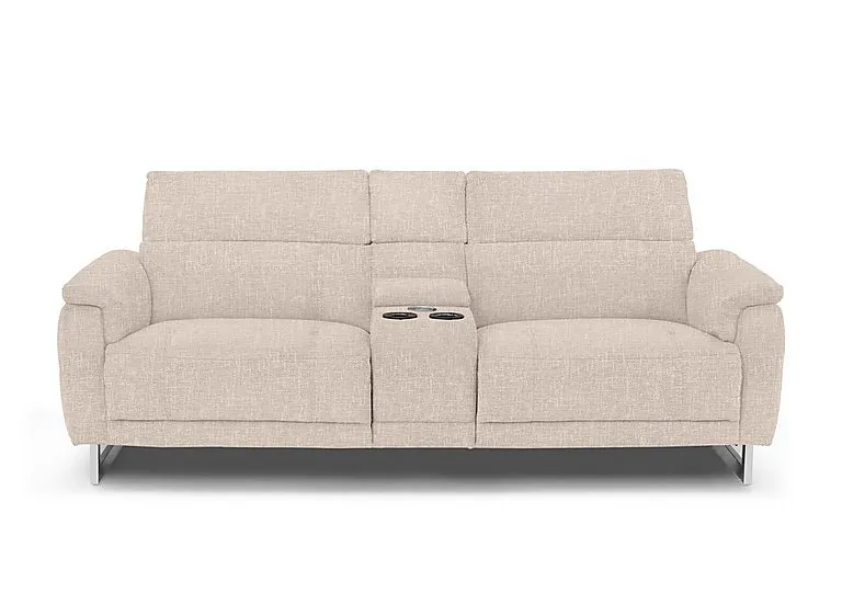 Moet 3 Seater Fabric Power Recliner Sofa with Telescopic Headrests and Smart Console - Anivia Nature
