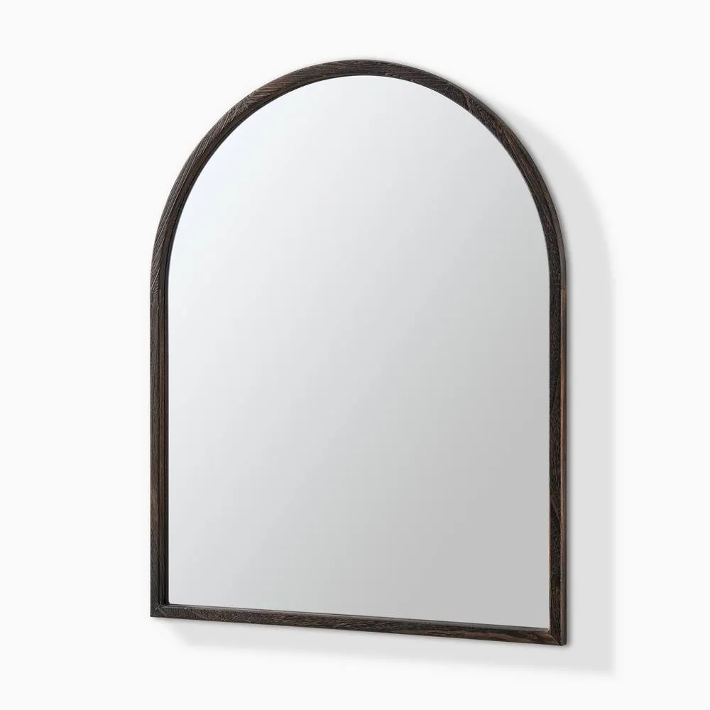 FurnitureboxUK Valerie Walnut Wood Medium 100x80cm Overmantle Arch Mirror 4