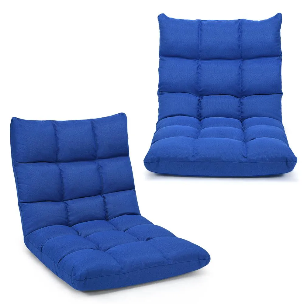 Costway 14-Position Adjustable Floor Chair Folding Video Gaming Sofa Chair in Blue 3