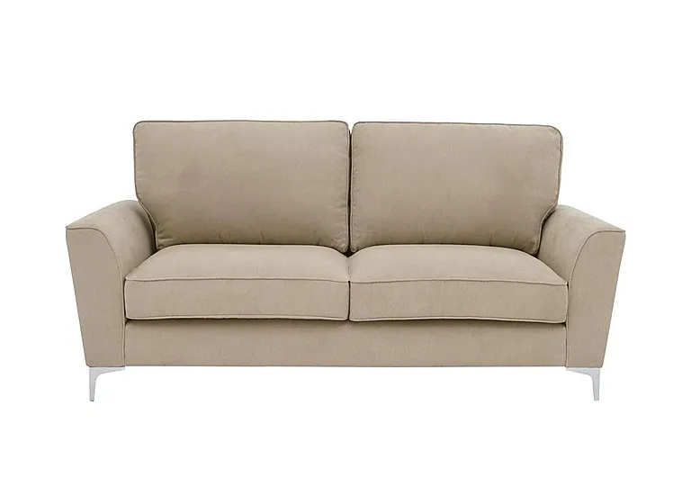 Legend 3 Seater Classic Back Fabric Sofa with Chrome Feet - Kingston Beige