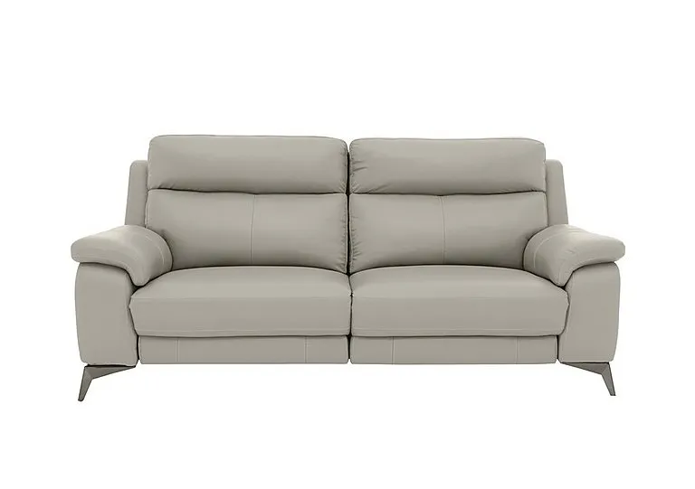 Missouri 3 Seater Leather Recliner Sofa with Power Headrest - Silver Grey