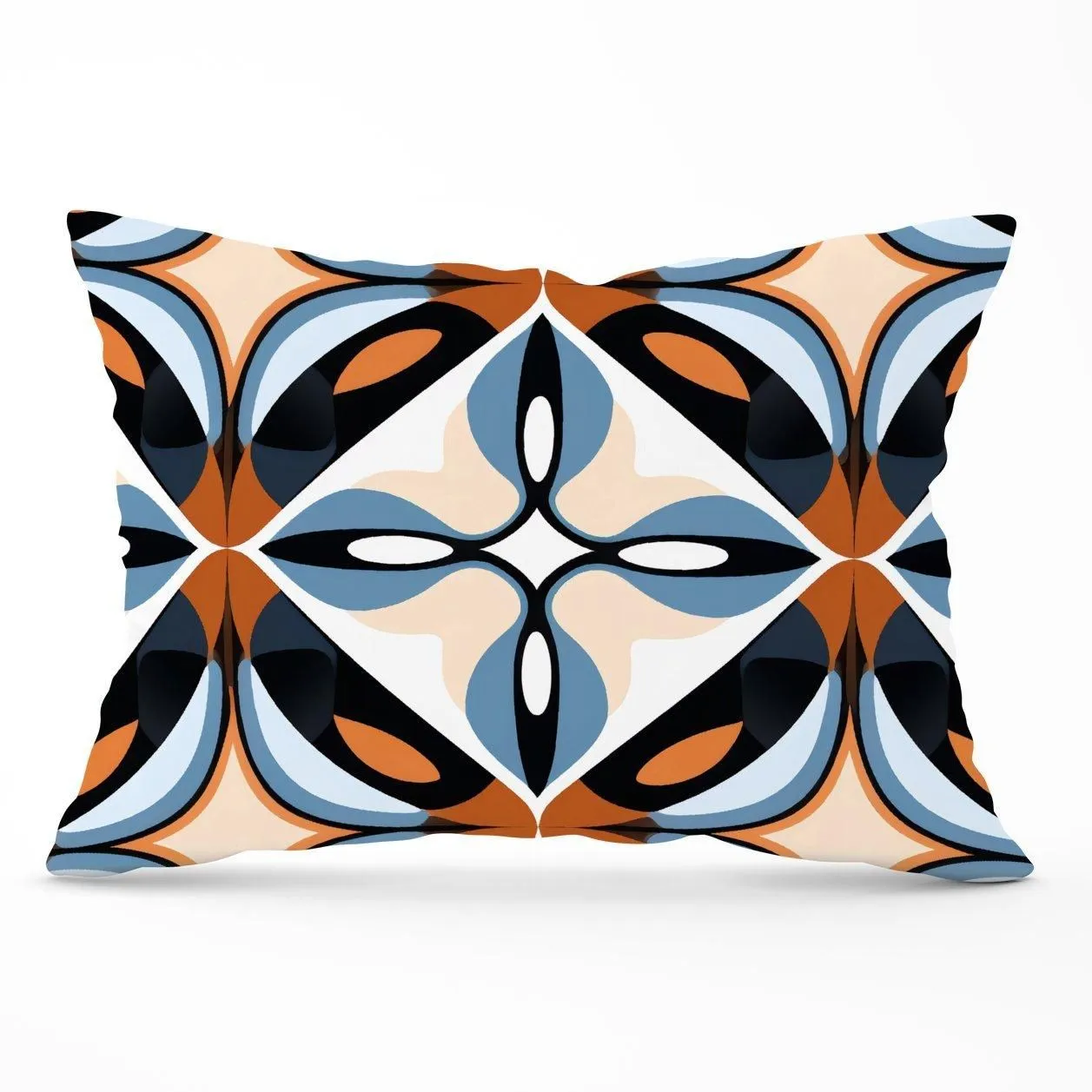 Warren Reed - Designer Brown & Blue Geometric Pattern Cushions