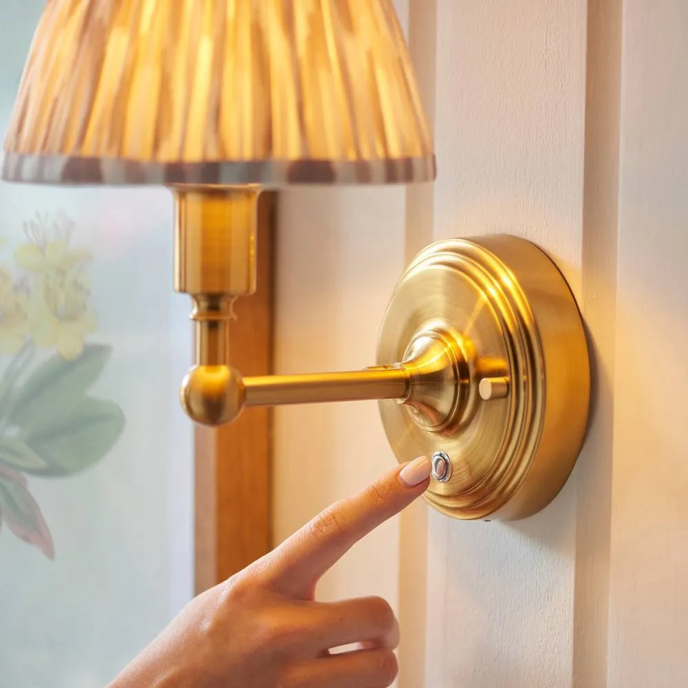Netlighting Burley Rechargeable Wall Light Fabric Ikat Shade 16cm in Gold 3