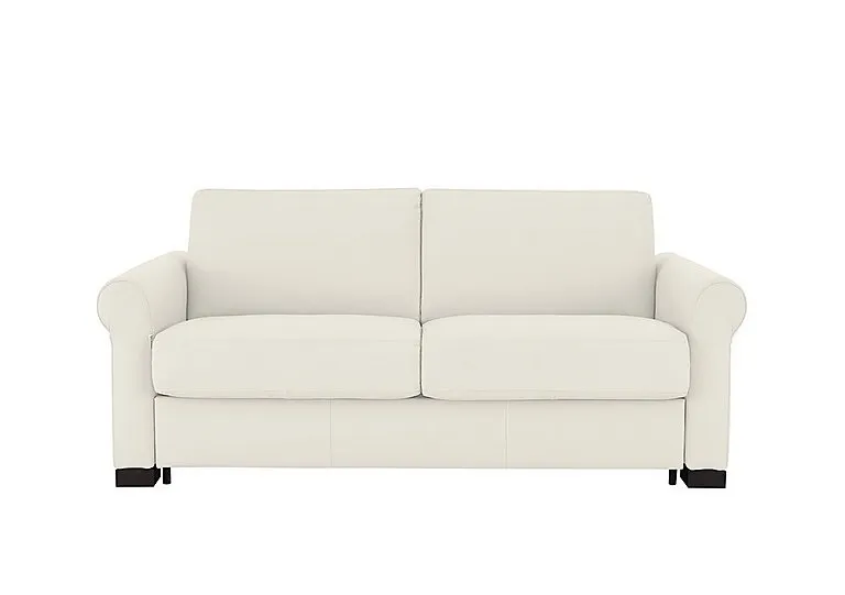 Alcova 2.5 Seater Leather Sofa Bed with Scroll Arms - Torello Bianco Puro - Sofas and Armchairs - In Time for Christmas