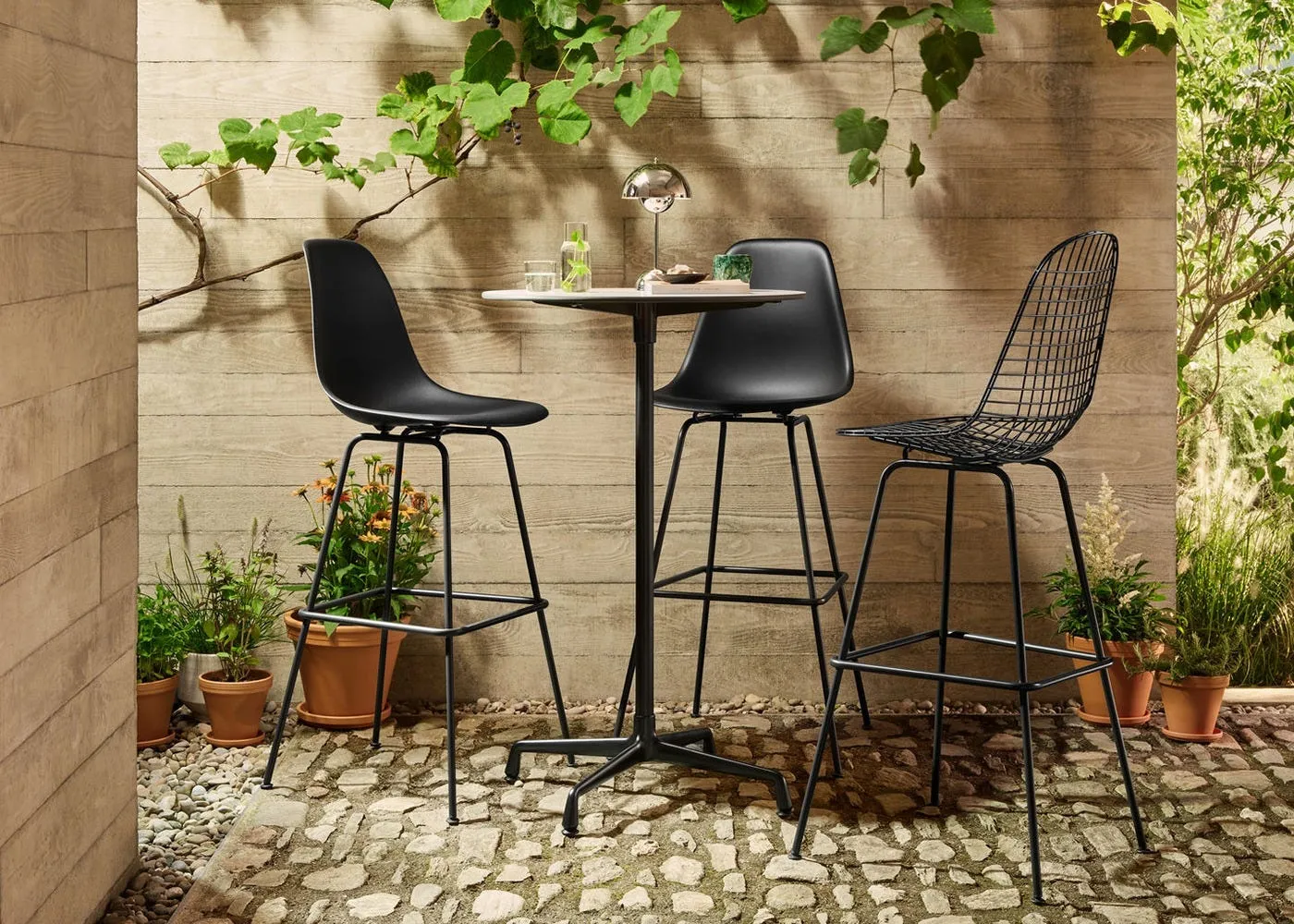 Vitra Eames Plastic Stool RE High Mustard Basic Dark Powdered Legs 2