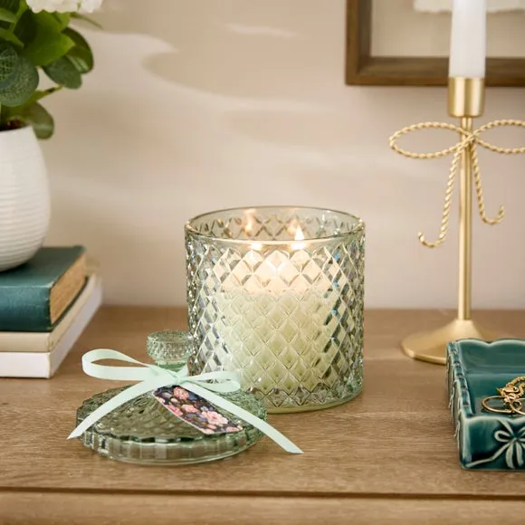 Lavender & Vanilla Pressed Glass Multi Wick Candle