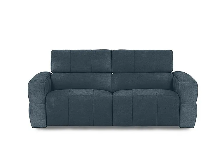 Cube Fabric 3 Seater Power Recliner Sofa with Power Headrests - Hudson Ocean