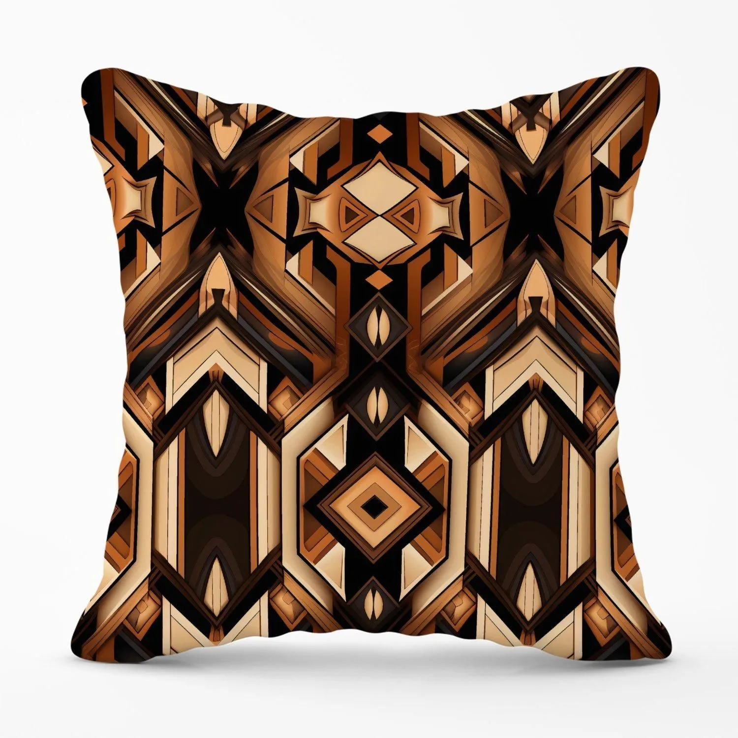 Warren Reed - Designer Black & Brown Intricate Pattern Outdoor Cushion