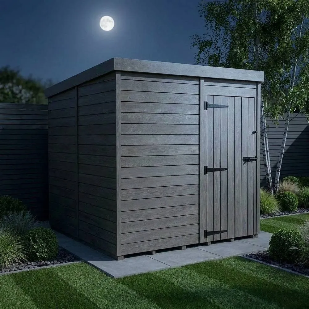 Buttercup Farm 7ft x 10ft Composite Pent Garden Shed Single Door No Windows - Grey 3