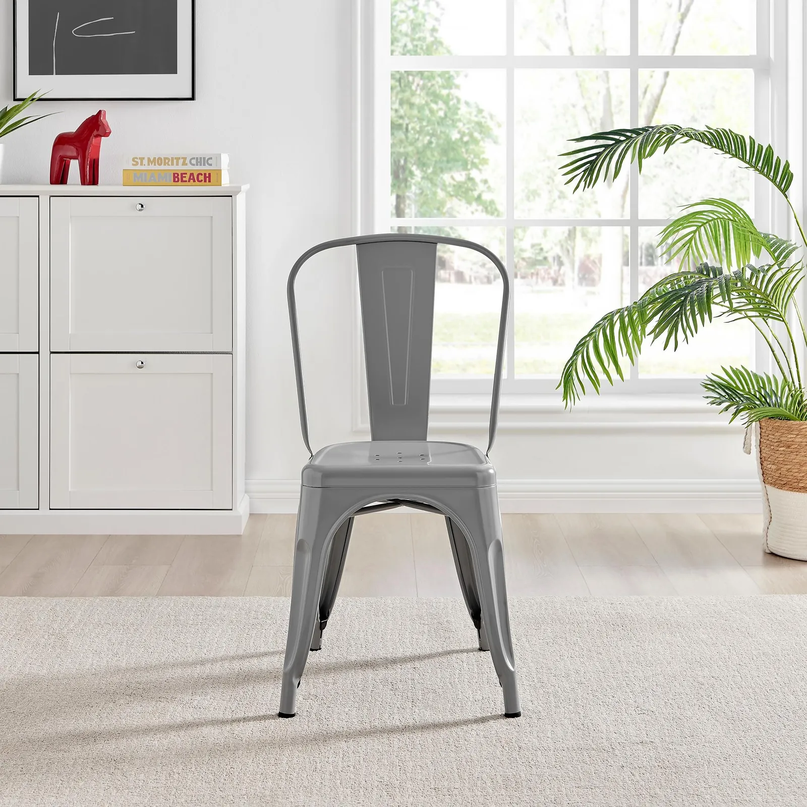 FurnitureboxUK Set of 2 Colton Industrial Steel Stackable Tolix Style Dining Chairs in Grey 4