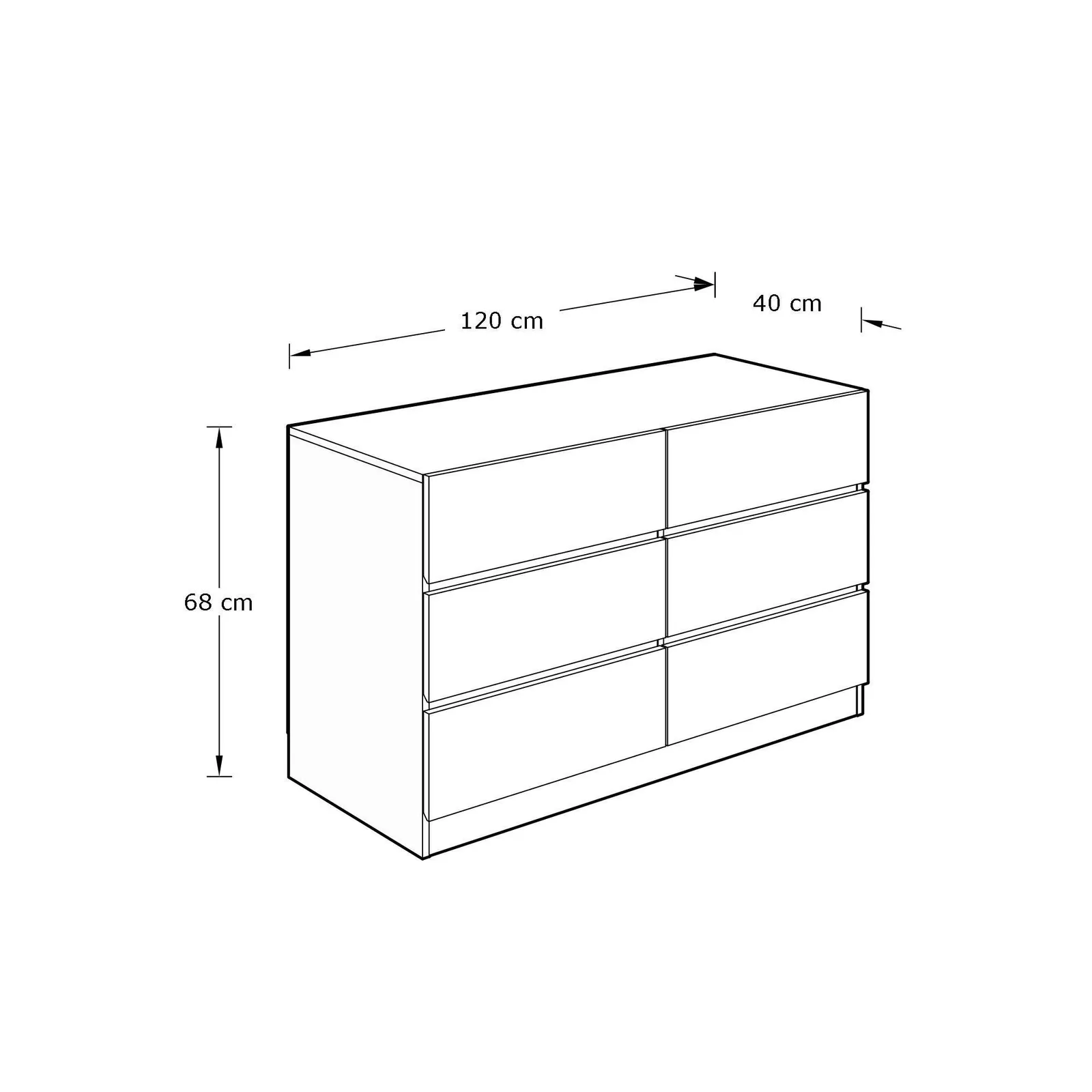 GFW Catania 3+3 Drawer Chest in Light Oak 6