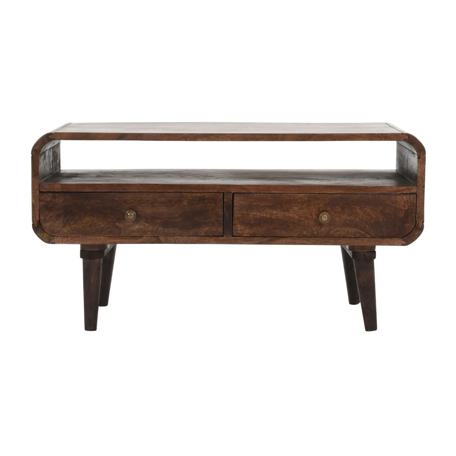 IH Design Malena Dark Mango Wood TV Stand with 2 Drawers in Dark Brown 3