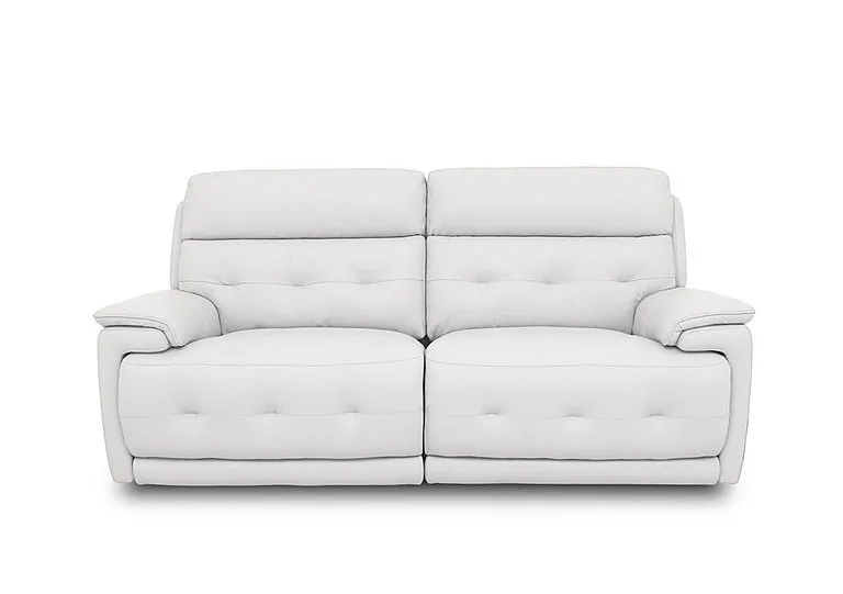 Brescia Leather 3 Seater Power Recliner Sofa with Power Headrests - BV Star White