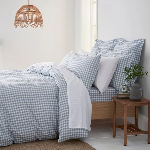Portloe Gingham Woven 100% Cotton Fitted Sheet 2
