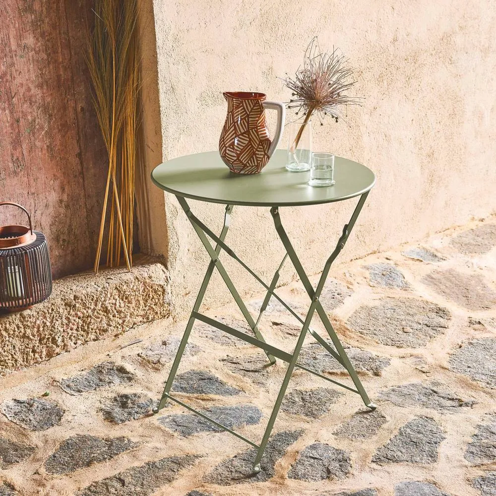 sweeek Folding metal bistro garden table Ø60cm, seats 2 in Light Green 3