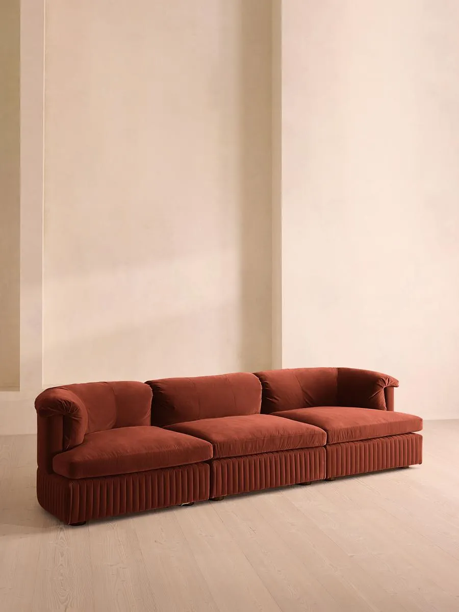Oona Modular Sofa, Four Seater, Velvet Rust