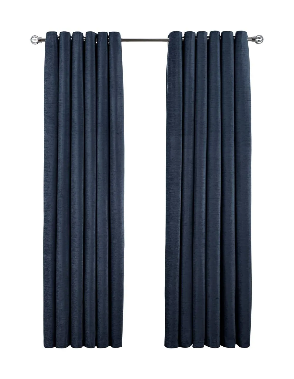 Smart Living Luxury Chenille Eyelet Lined Curtains - 2 Panels in Navy 4