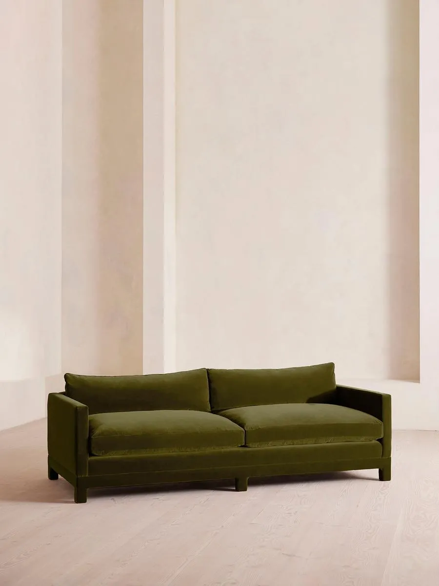 Ashford Four Seater Sofa, Velvet, Olive