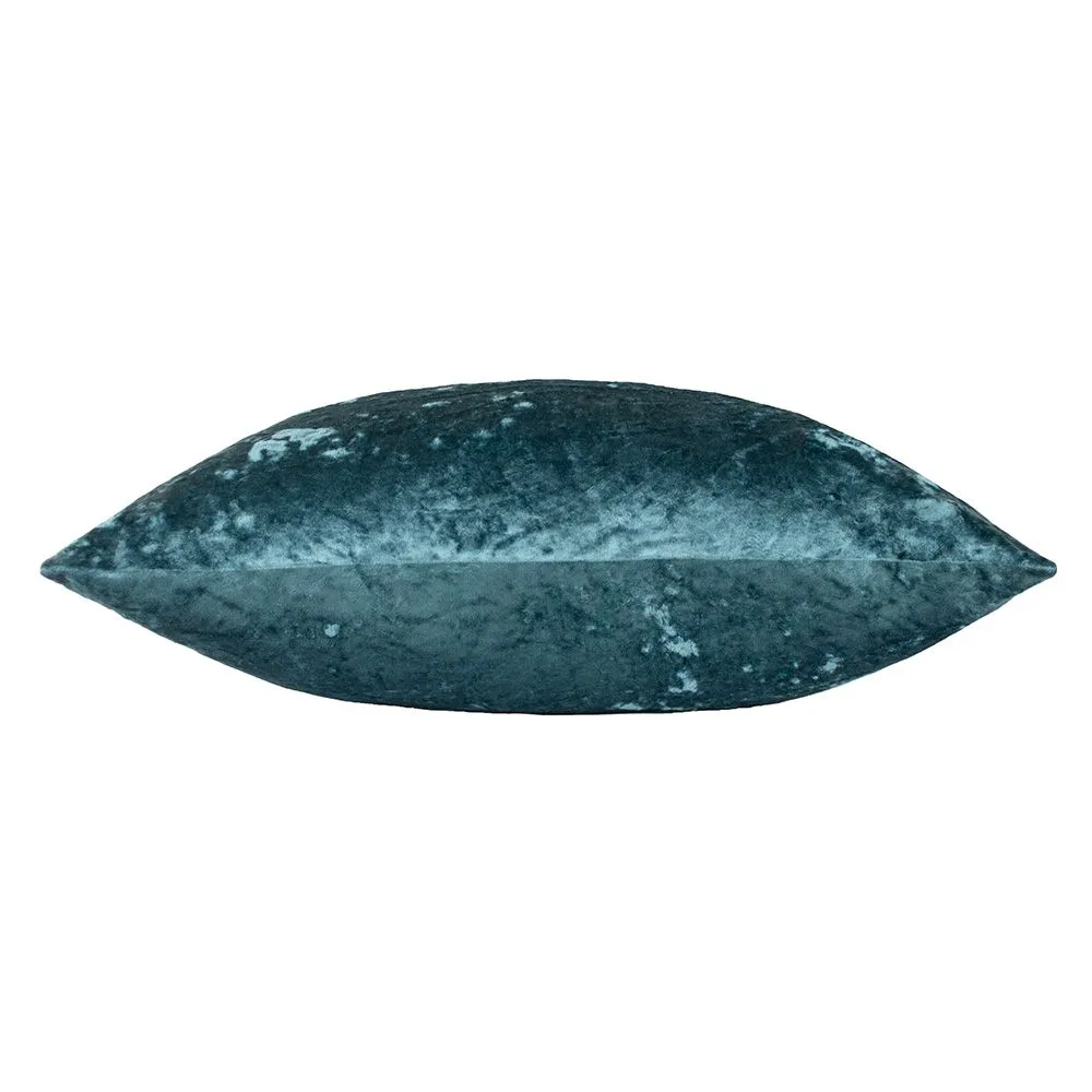 Paoletti Verona Crushed Velvet Sqaure Polyester Filled Cushion in Teal 2