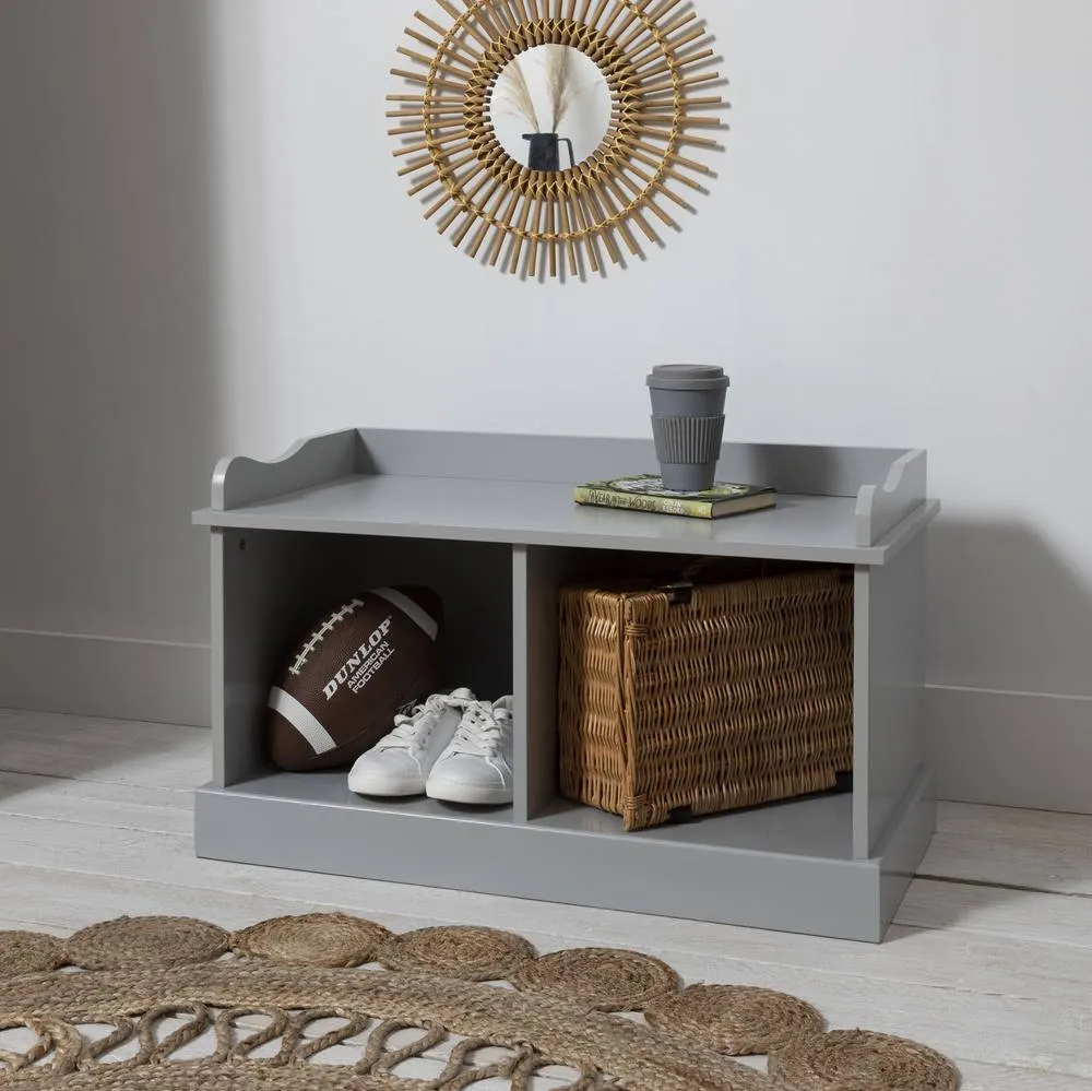 Nöa and Nani Stockholm Storage Bench with 2 Brown Baskets in Silk Grey 2