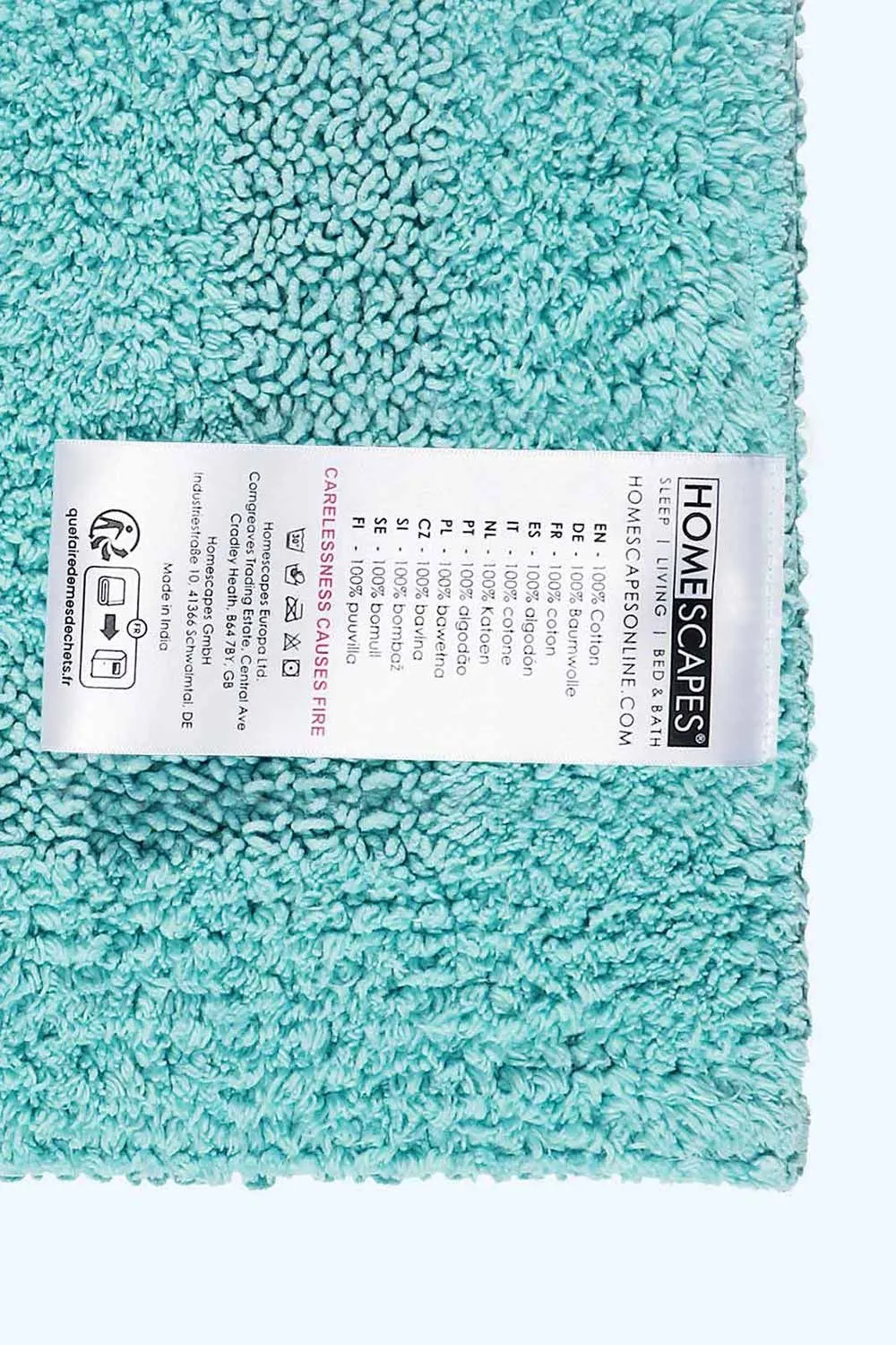 Homescapes Luxury Square Bath Mat 1600GSM 100% Cotton Reversible Shower Mat, 50cm in Aqua 3