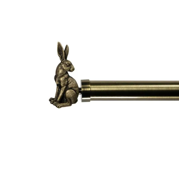 Hare Finial Pair Antique Brass