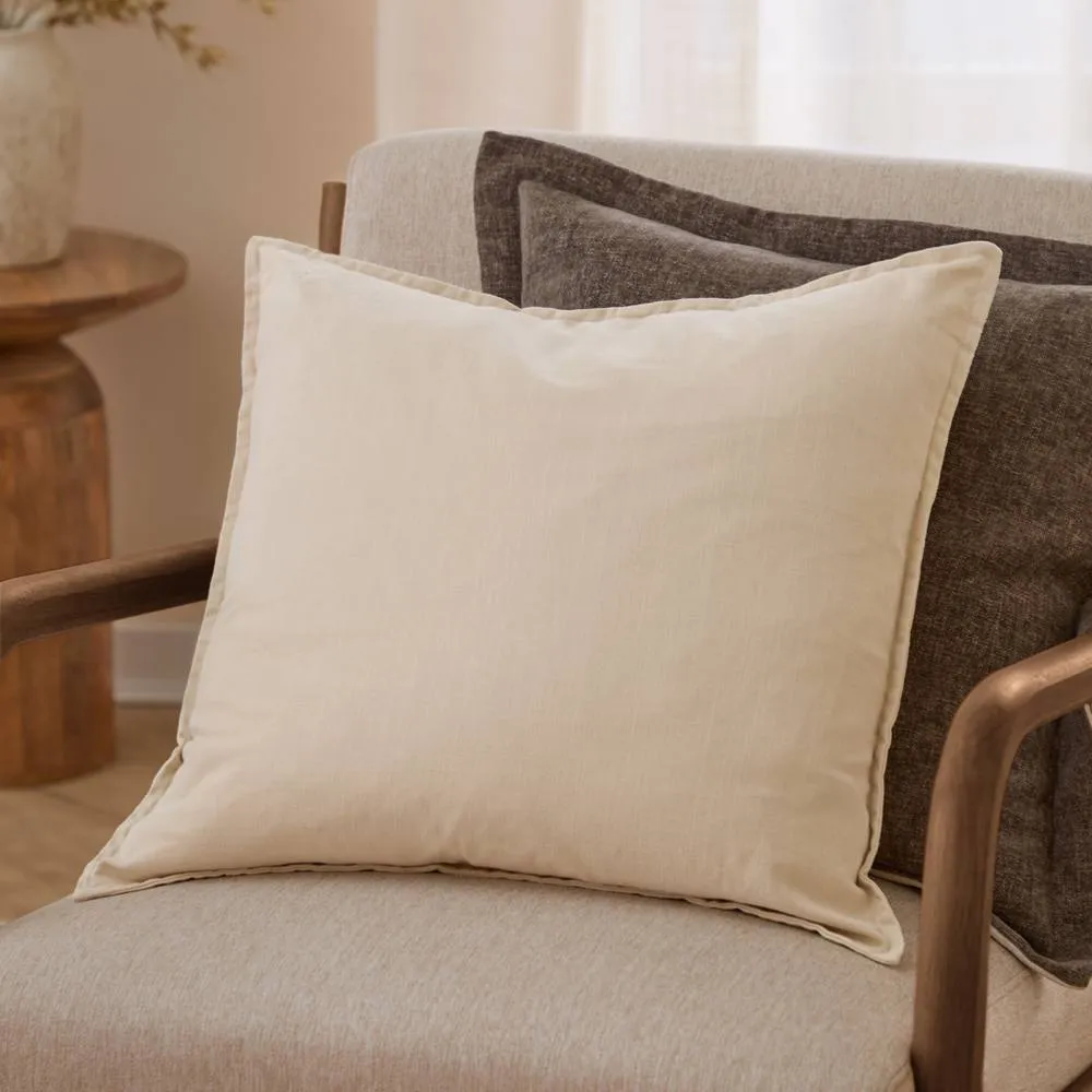 Yard Slub Cotton Cushion in Cream 1