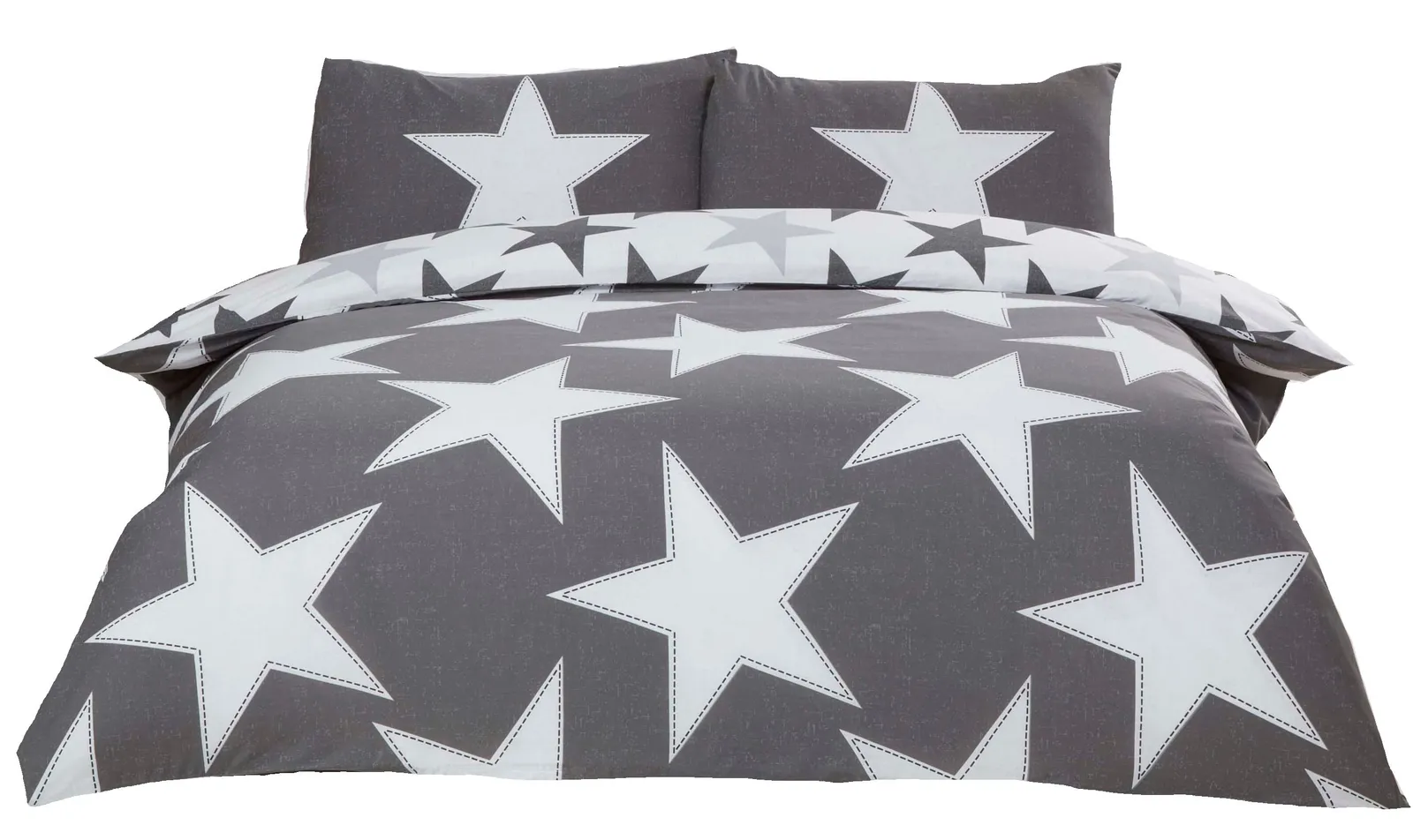Rapport Home All Stars Polycotton Reversible Duvet Set with Pillowcase in Grey 2