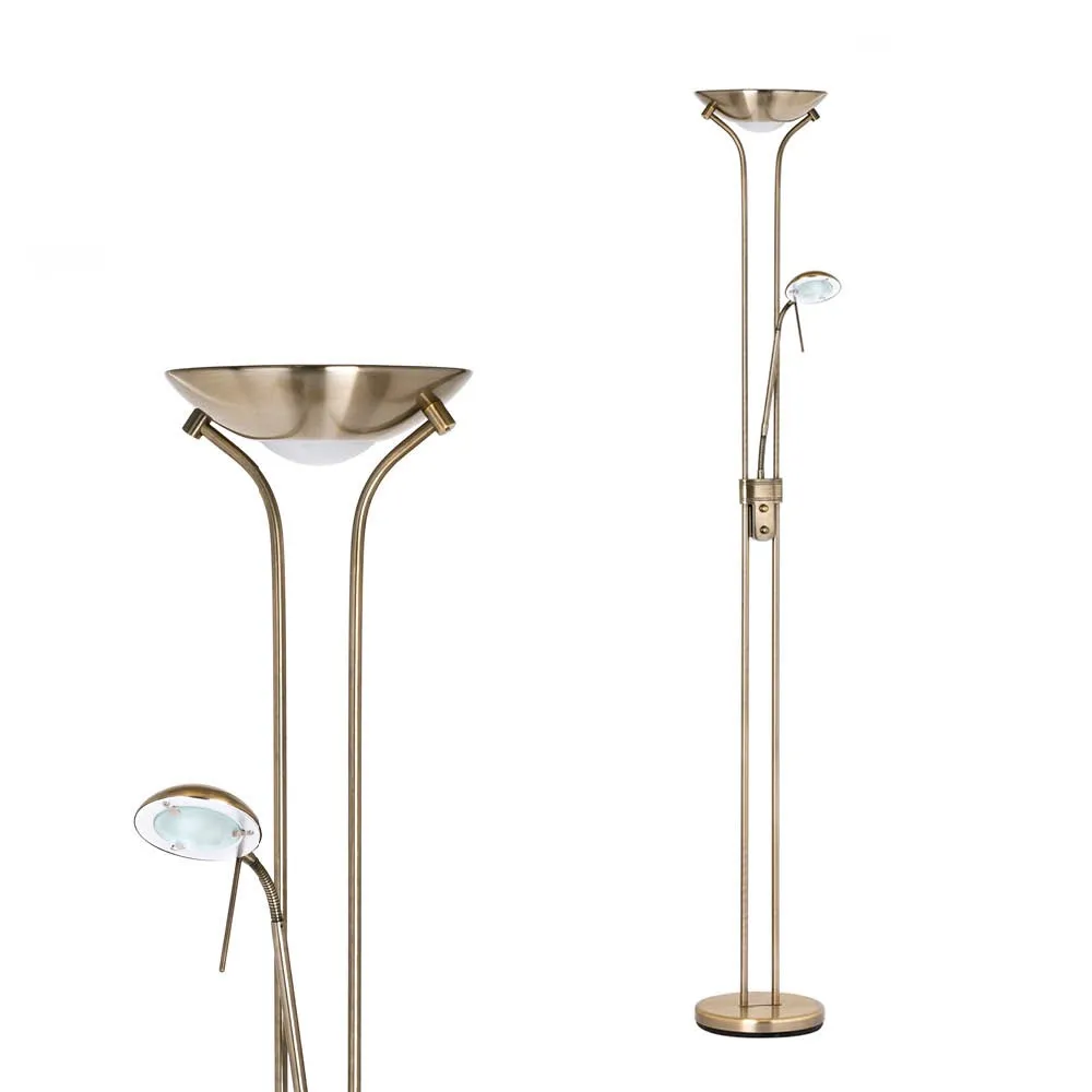 Mother and Child Floor Lamp, Antique Brass 1