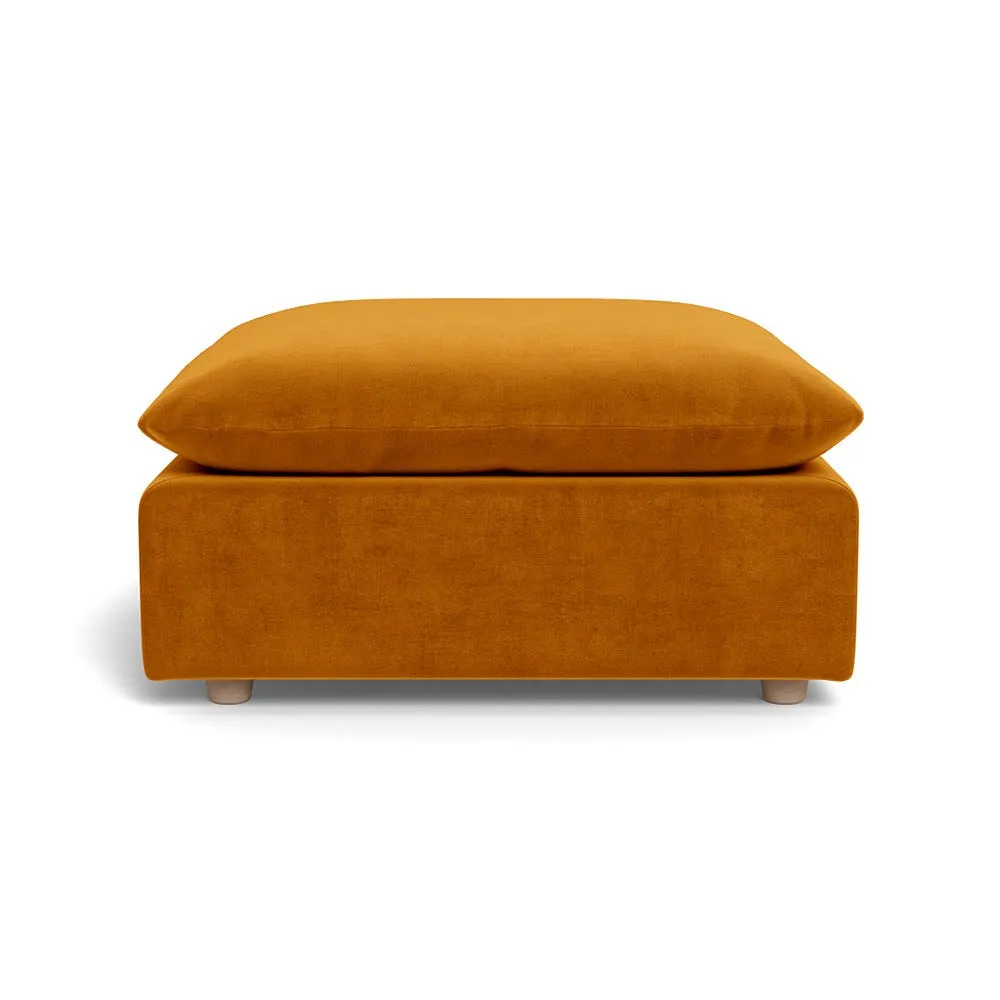 Heal's Astrid Ottoman Smart Luxe Velvet Cognac Natural Beech Feet