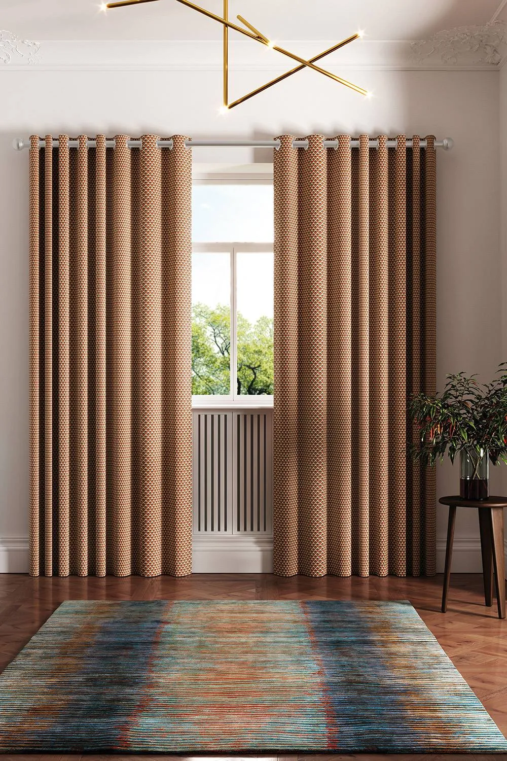 Ted Baker 'Palm Geo' Cotton Lined Curtains in Copper 4
