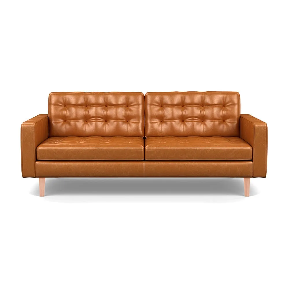 Heal's Hepburn 3 Seater Stonewash Leather Toffee 277 Walnut Feet 1