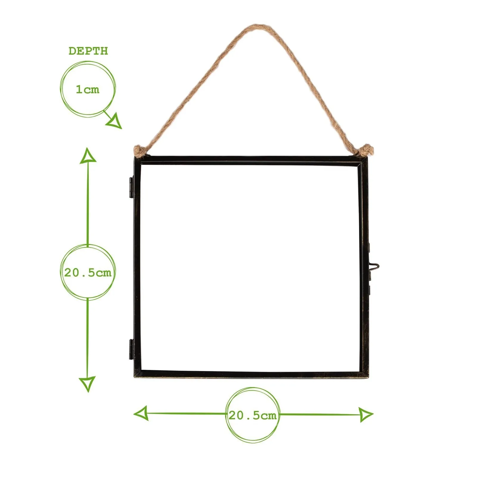Nicola Spring Hanging Metal Photo Frame - 8" X 8" - Black, Black 3
