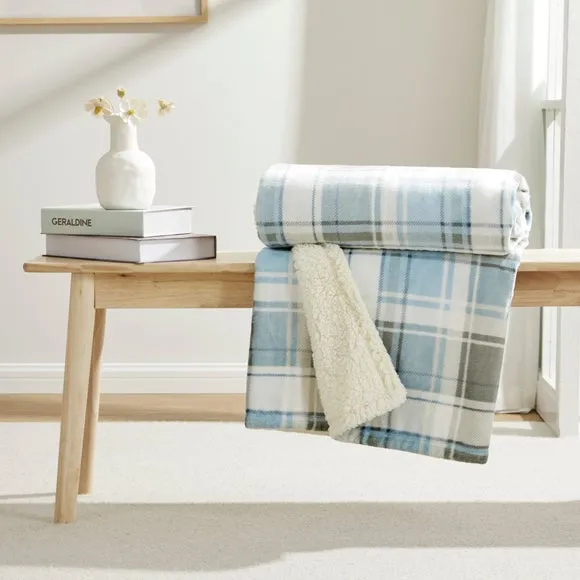 Check Sherpa Throw Blanket, 130cm x 180cm 1