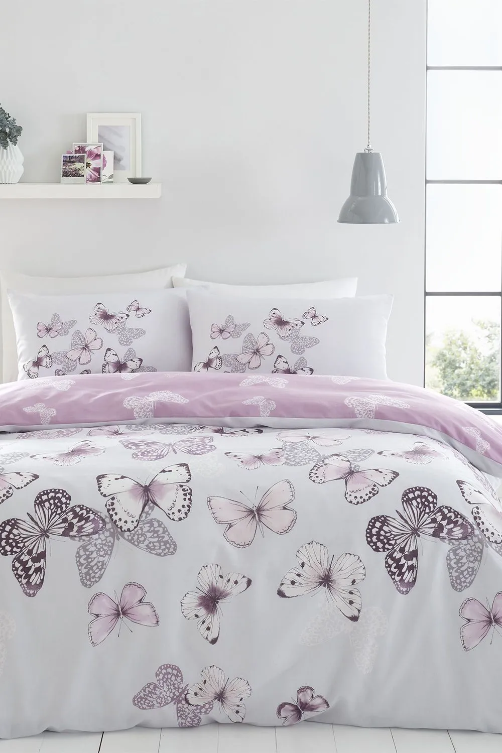 Catherine Lansfield 'Scatter Butterfly' Duvet Set in Purple