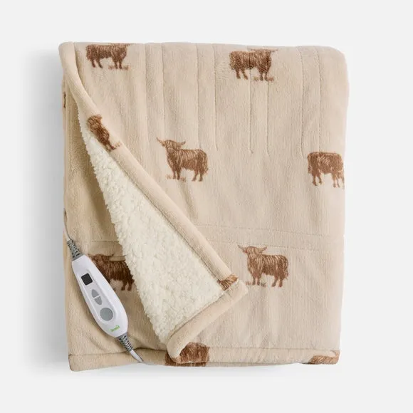 Highland Cow Sherpa Electric Throw Blanket 3