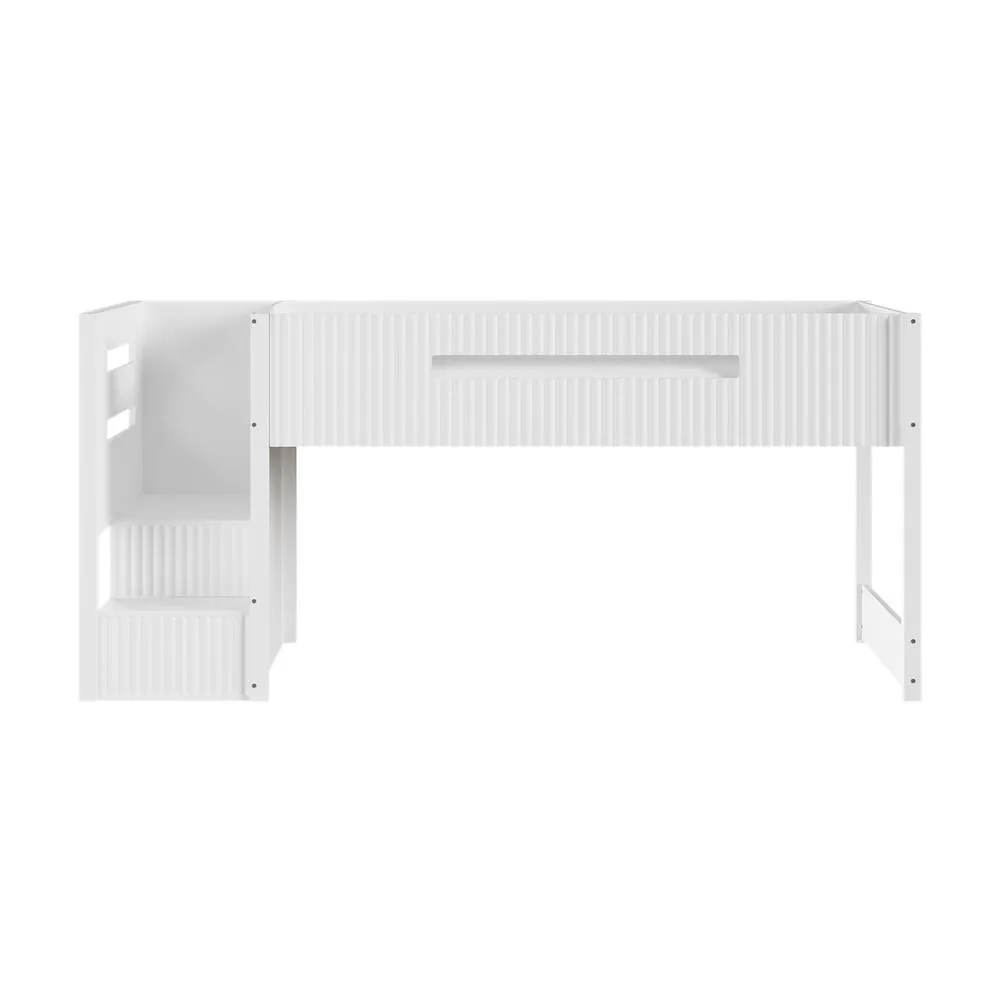 Flair Luca Ribbed Mid Sleeper Bed in White 5