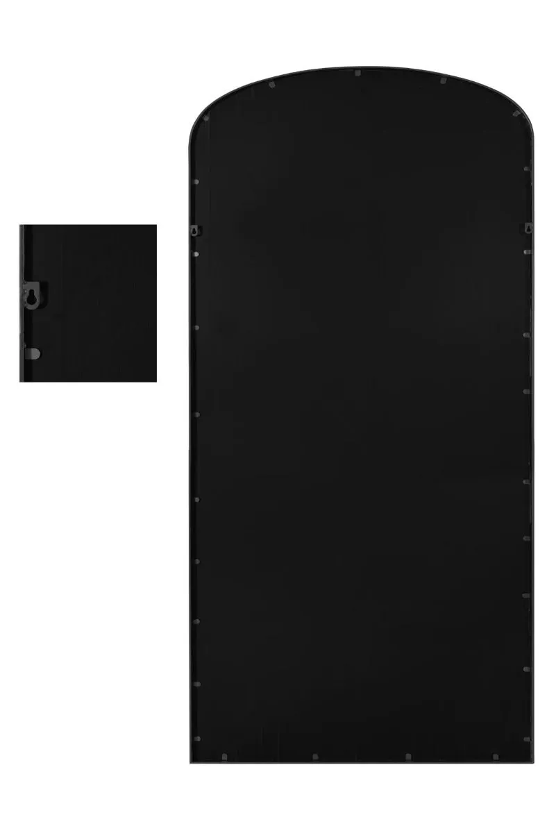 MirrorOutlet Black Metal Framed Arched Wall Leaner Mirror 79"x39" (200x100CM) 5