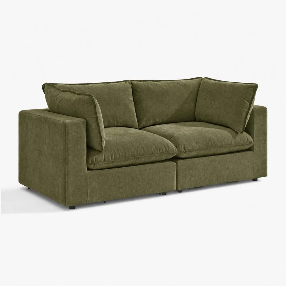 FurnitureboxUK Echo Linen-Look Fabric 2 Seater Modular Sofa in Green 6