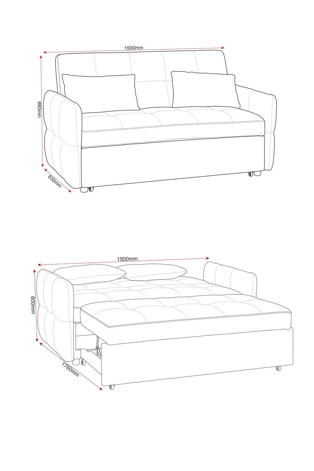 Seconique Chelsea Sofa Bed in Grey 6