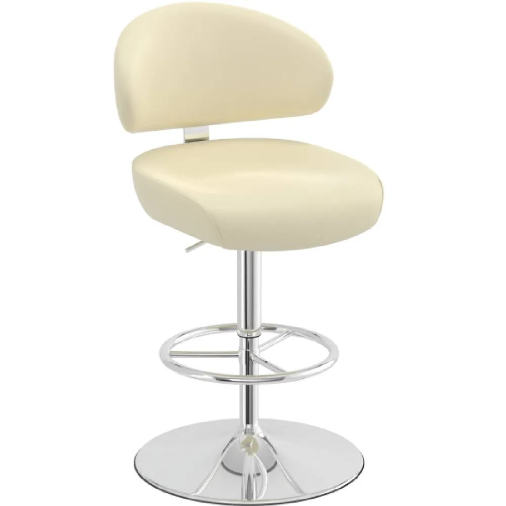 netfurniture Jamaica Height Adjustable Bar Stool Cream Faux Leather Padded Seat