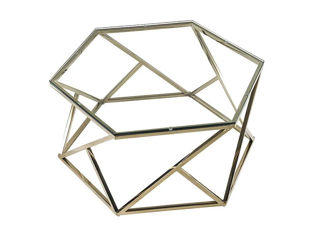 Vente-unique Tempered Glass & Stainless Steel Coffee Table - Gold - KERIANE 5