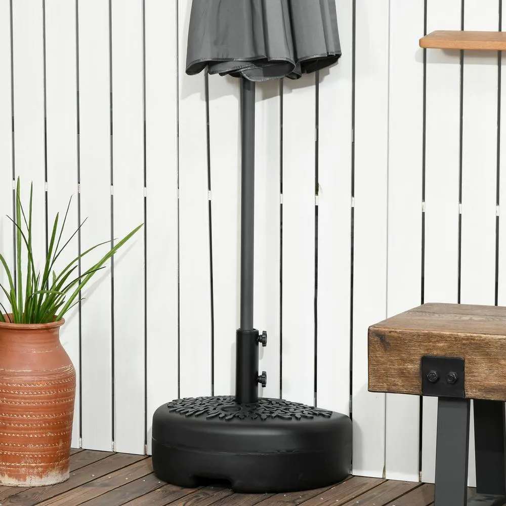 OUTSUNNY Half Round Patio Umbrella Base for 3.8 cm or 4.8 cm Pole, Black