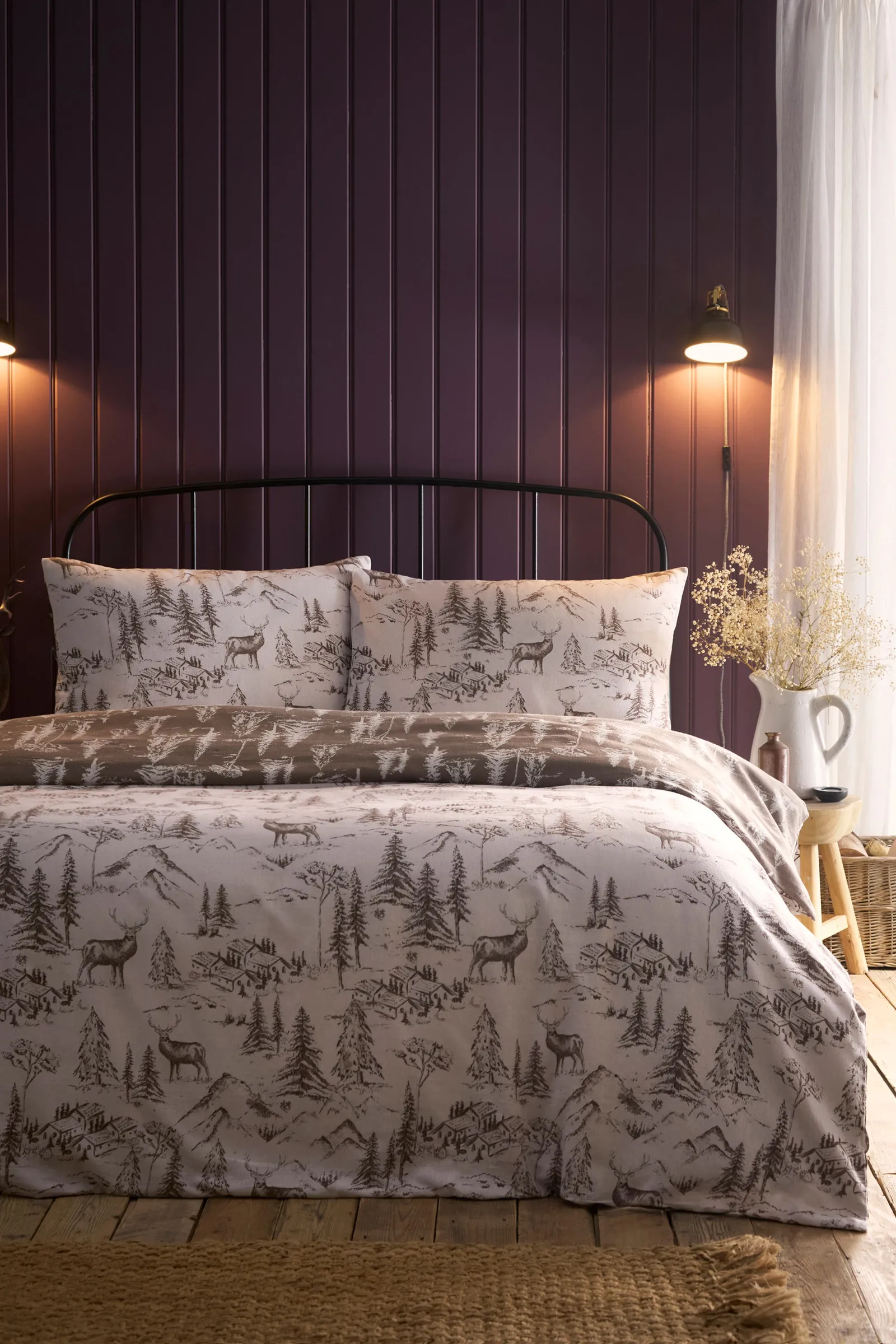 Dreams & Drapes 'Alpine Stag' Brushed Cotton Duvet Cover Set in Natural